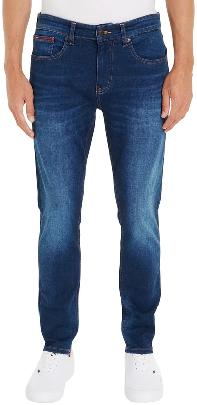 Tommy Jeans Men's Austin Slim Tapered Asdbs Jeans, Aspen Dark Blue Stretch, 27W / 32L