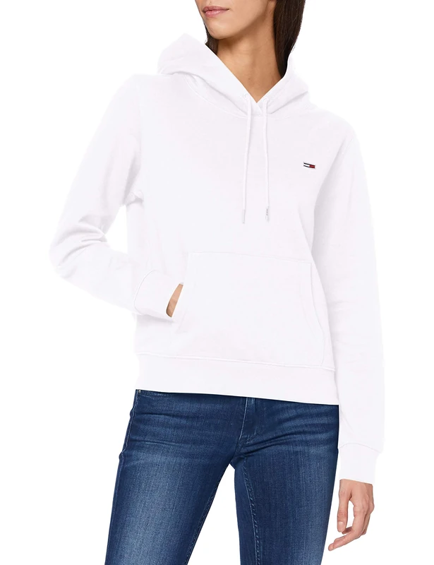 Tommy Hilfiger Women's Tjw Regular Fleece Hoodie Dw0dw09228 Other Heavyweight Knits, White (White), 3XL