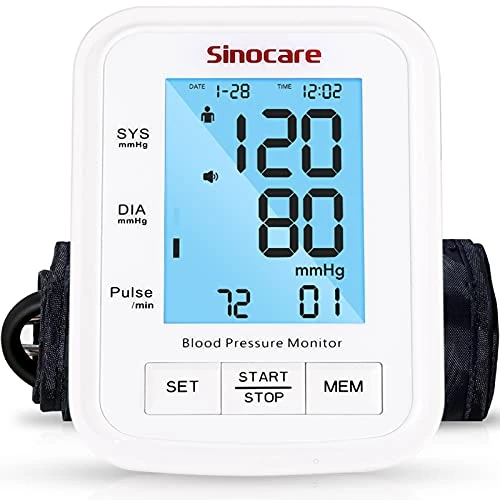 sinocare Blood Pressure Monitor, One-Button Operation Upper Arm Blood Pressure Machine for Home Use w/Arrhythmic Pulse Detection, Smart Voice Diagnosis, Two-User Mode & Adjustable Large Cuff