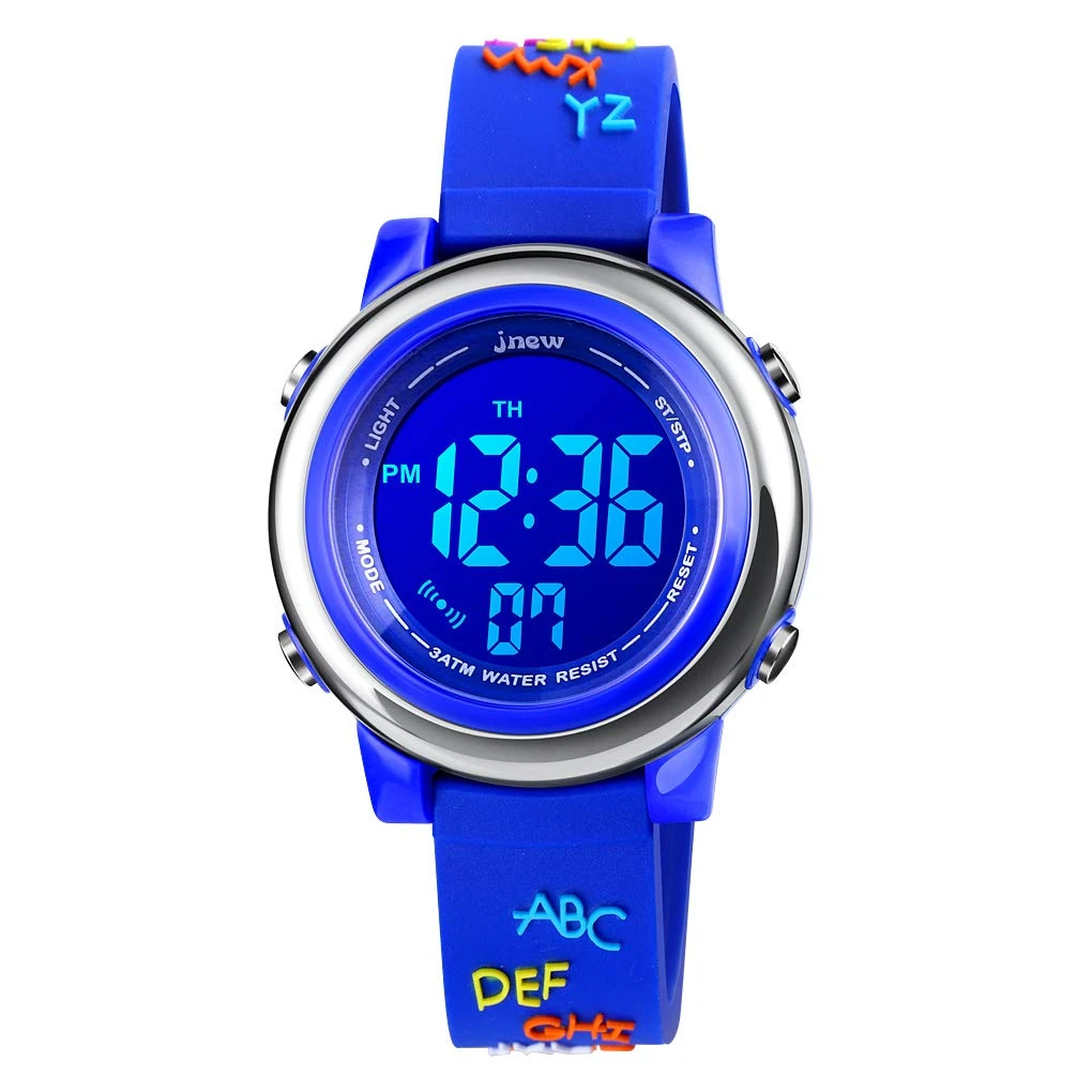 Boy Toys Age 3-10, Kids Digital Sports Waterproof Watch for Girls Boys, 3D Cartoon Watches for Kid Gifts with Alarm Stopwatch Toddler Little Child Blue Letter