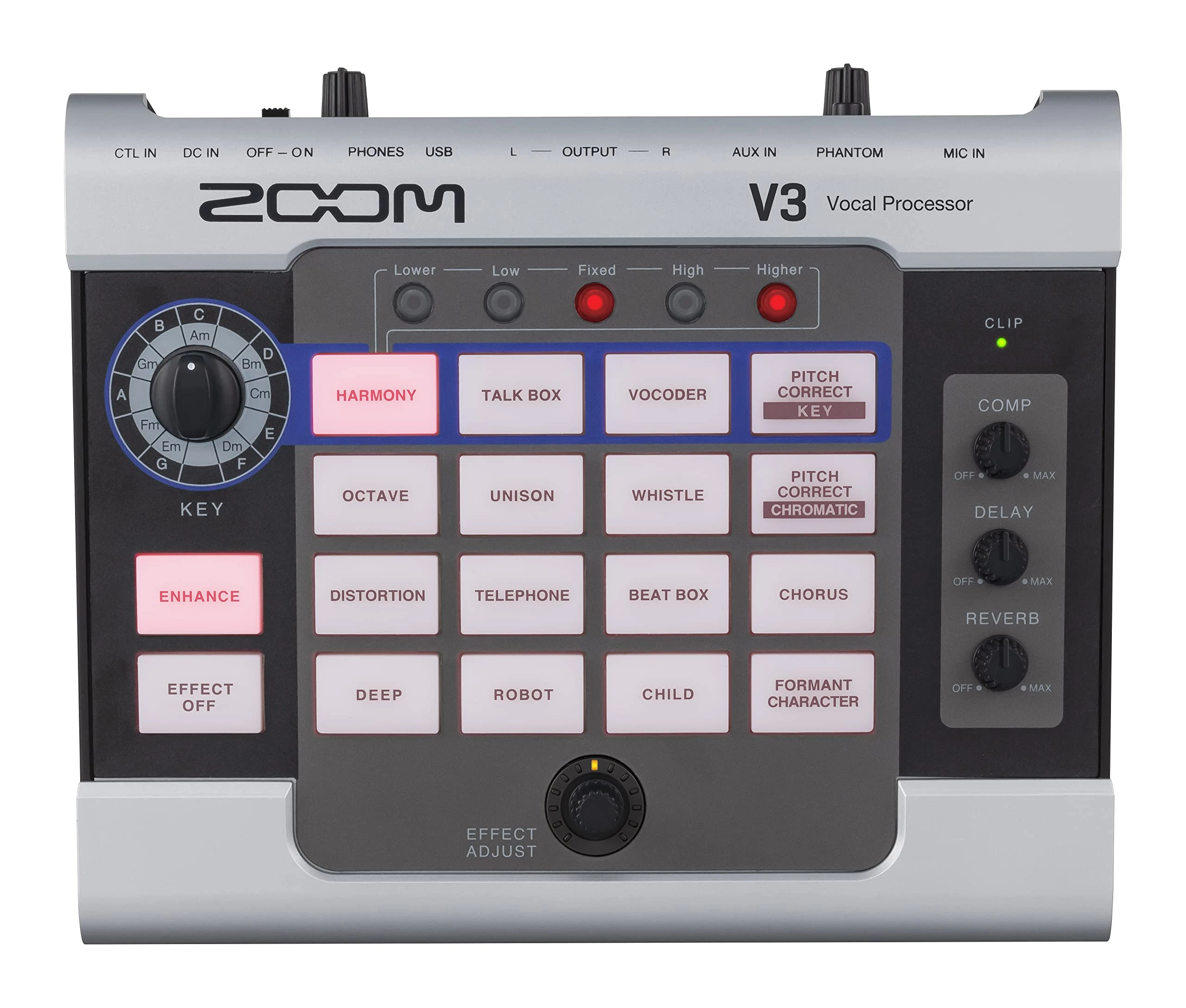 ZOOM V3 Vocal Processor – Effects unit for enhancing vocals, voices and speech, for recording and streaming, podcasts, videos and content optimisation, black & silver