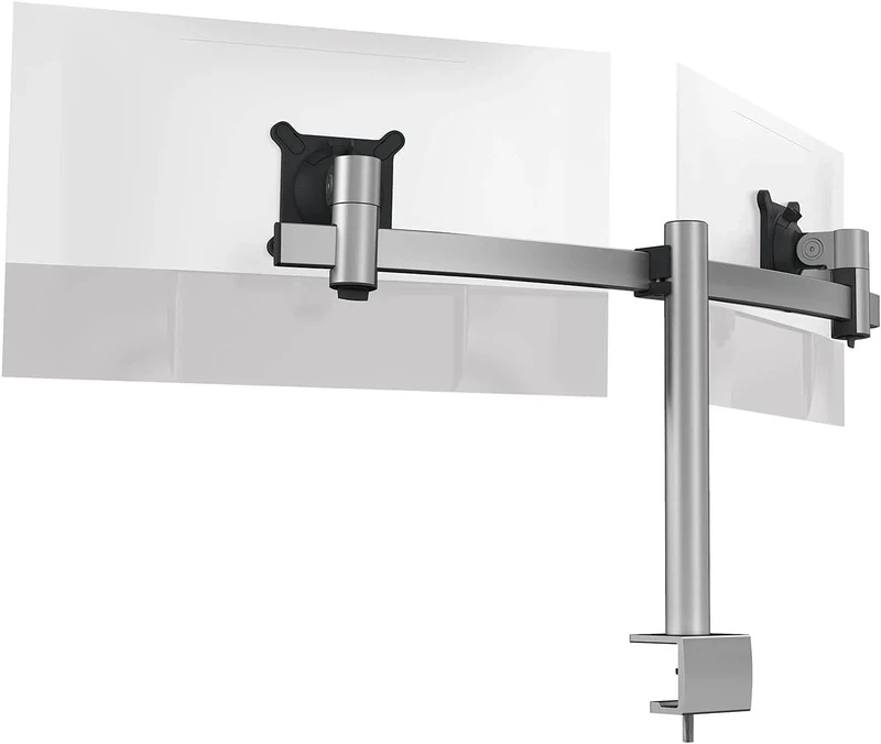 Durable Dual Monitor Mount Pro for 2 Screens - Dual Arm Monitor Stand with Clamp for Desks - VESA 75/100 - For 21 - 27 Inch Screens - Ergonomic, Height Adjustable, Rotate & Tilt