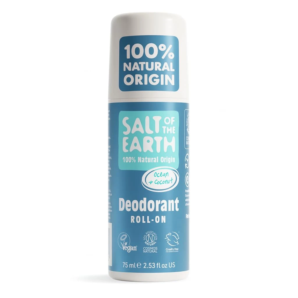 Salt of the Earth - Natural Deodorant Roll On - Ocean & Coconut - Vegan Formula with Effective Long-Lasting Protection, Made in the UK - Suitable for Men, Women & Kids - 75ml