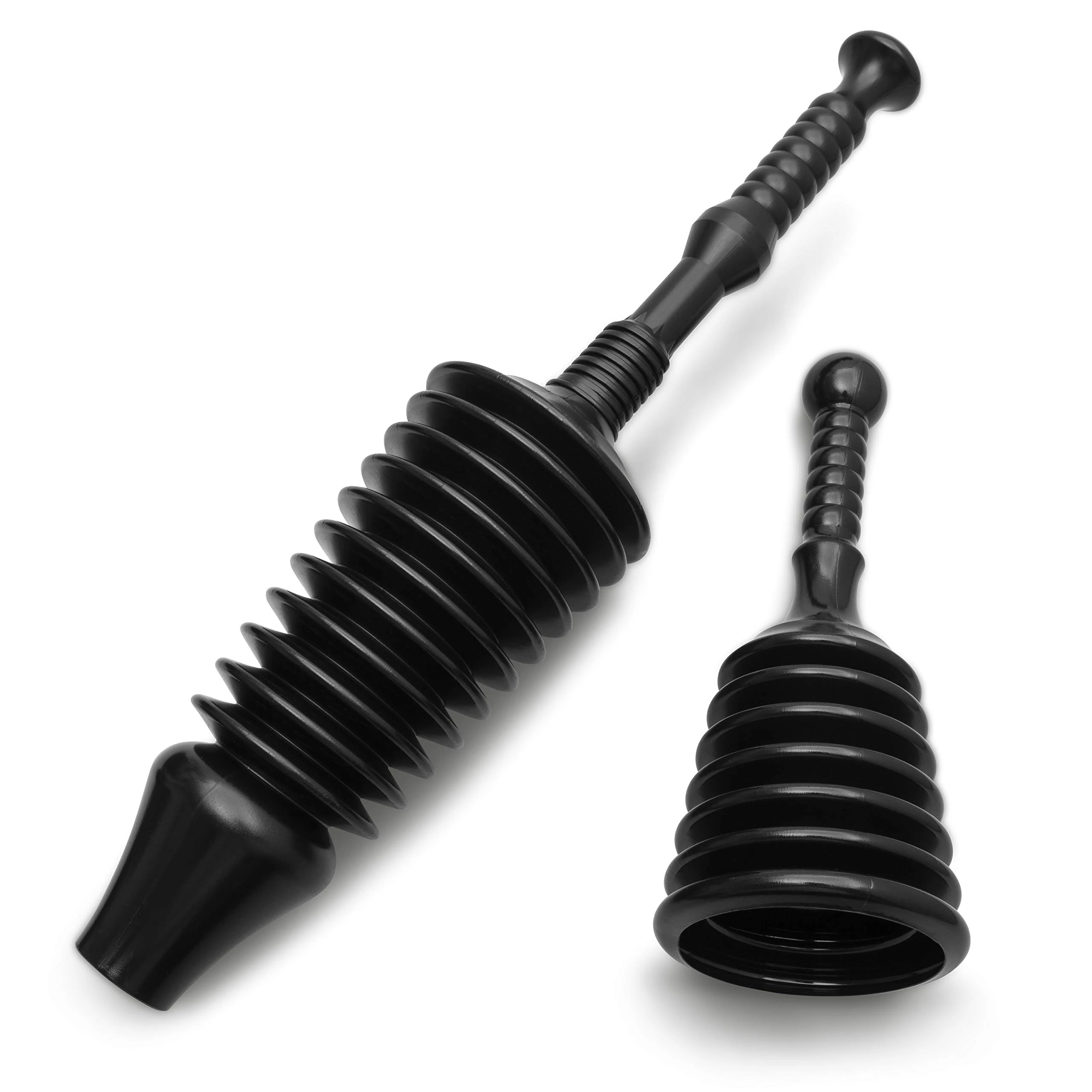 OUTSTANDER Drain Plunger Set – Powerful Plumbing Suction Tool for Unblocking Toilets, Sinks & Drains, Heavy Duty Flexible Unblocker for All Types of Clogs, Black (Sink and Toilet Plunger Set)