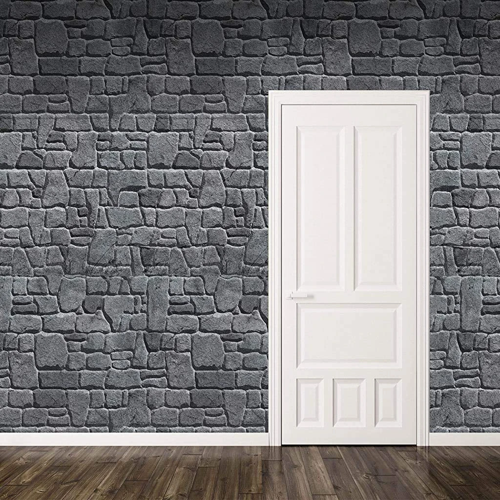 Stone Wall Castle Backdrop & Scene Setter, 4 ft. Tall x 32 ft. Long Medieval Grey Stone/Brick Background - Birthday, Halloween & Theme Party Decoration Supplies - Rooms, Photo Booth & Stage (2)