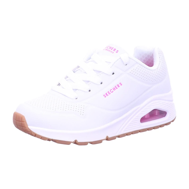 Skechers Girl's Uno Stand On Air Sneakers, White Pu H Pink Trim, 10 UK Child