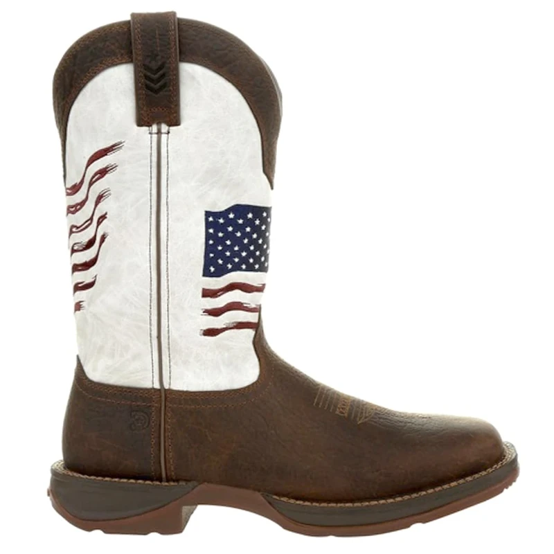 Durango Men's DDB0125 Western Boot, Bay Brown and White, 7.5