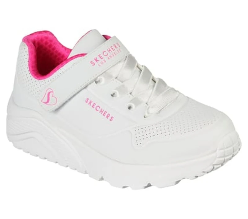 Skechers Girls' Uno Lite Trainer, White, 1 UK Child