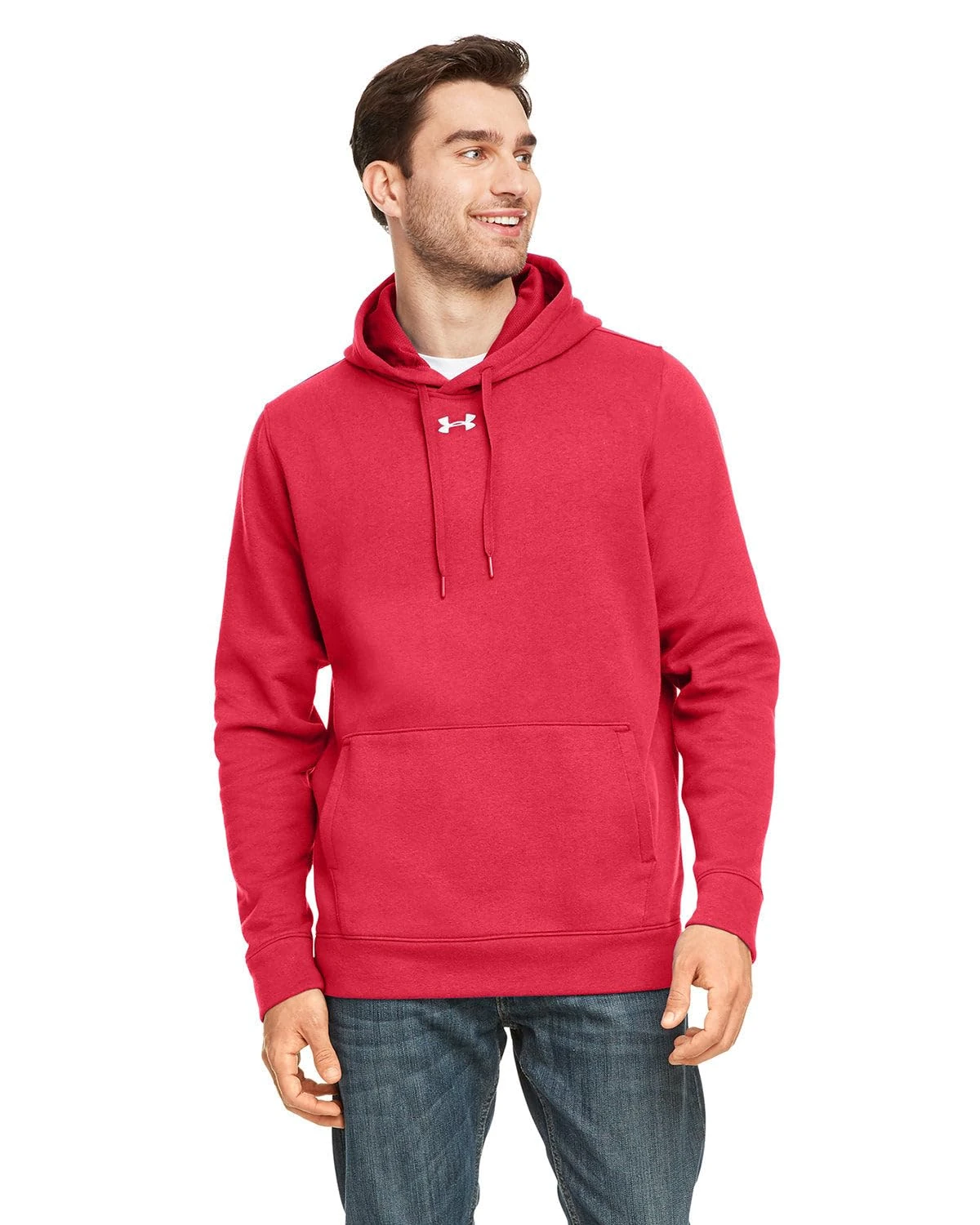 Under Armour Men's Hustle Fleece Hoodie, Red/White, 4XL
