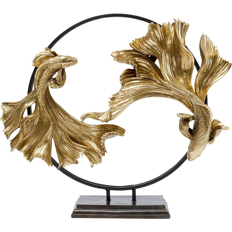 Kare Design Deco Object Dancing Betta Fishes, Gold, Steel, Elegant, Handmade, Each Piece Unique, Gift Idea, Decorative Home Accessories, Room Decor for Lving Room, Bedroom, 65x58x21 cm (H/W/D)