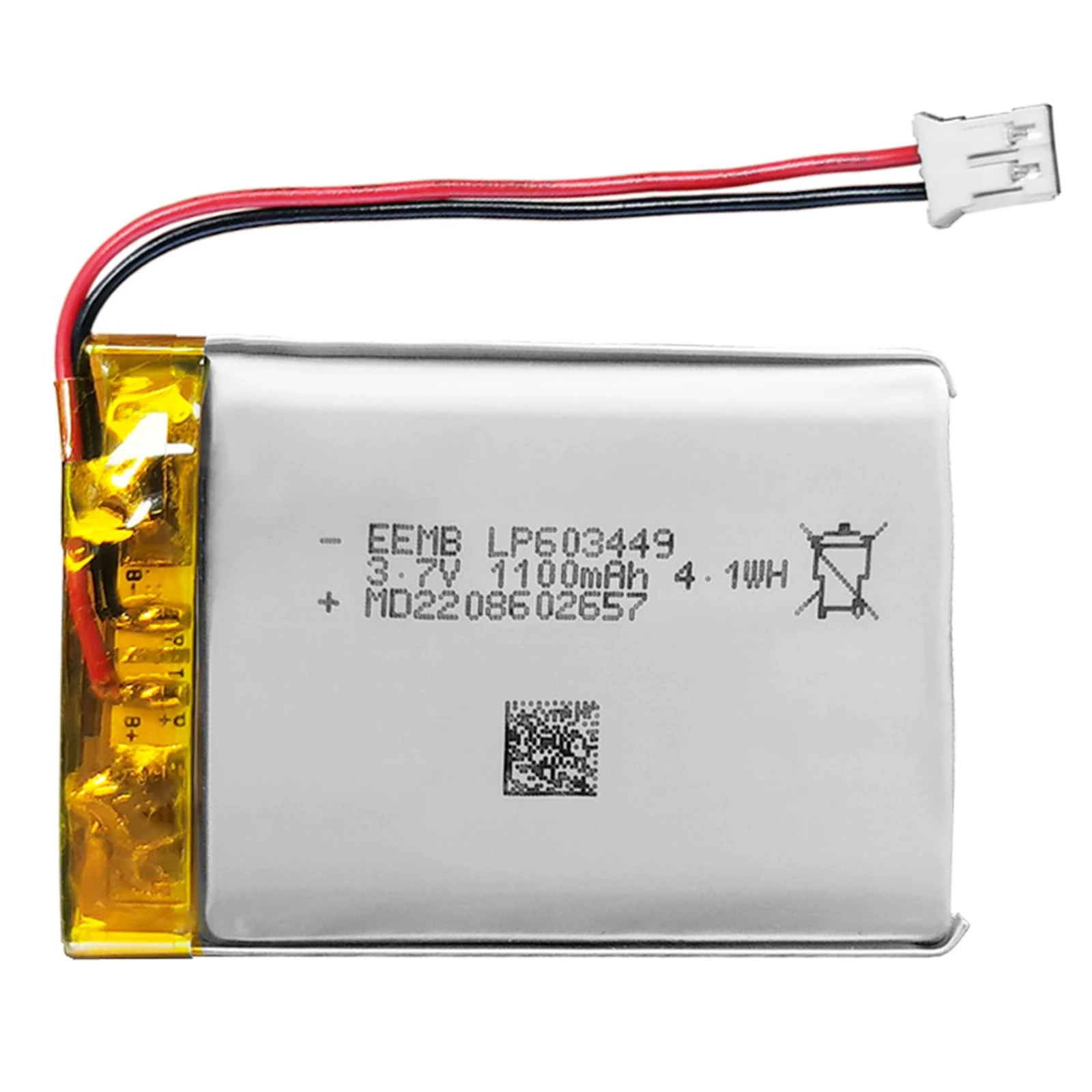 EEMB Lithium Polymer battery 3.7V 1100mAh 603449 Lipo Rechargeable Battery Pack with wire JST Connector-confirm device & connector polarity before purchase