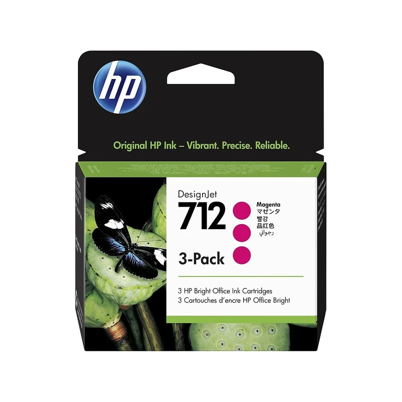 HP 712 3ED78A 3-pack Magenta 29-ml Genuine Ink Cartridge with Original Ink, for DesignJet T650, T630, T250, T230 & Studio Large Format Plotter Printers 713 DesignJet Printhead