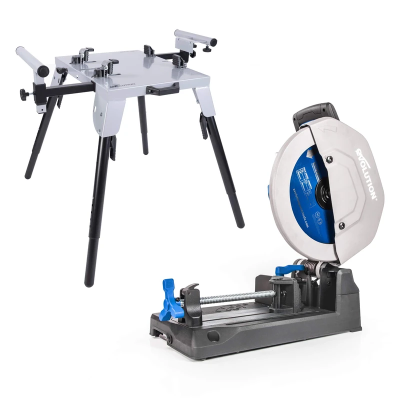 Evolution Power Tools 005-0002 Chop Saw Stand with Universal Fitting with S355CPS Industrial Steel Chop Saw, 355 mm (110 V)