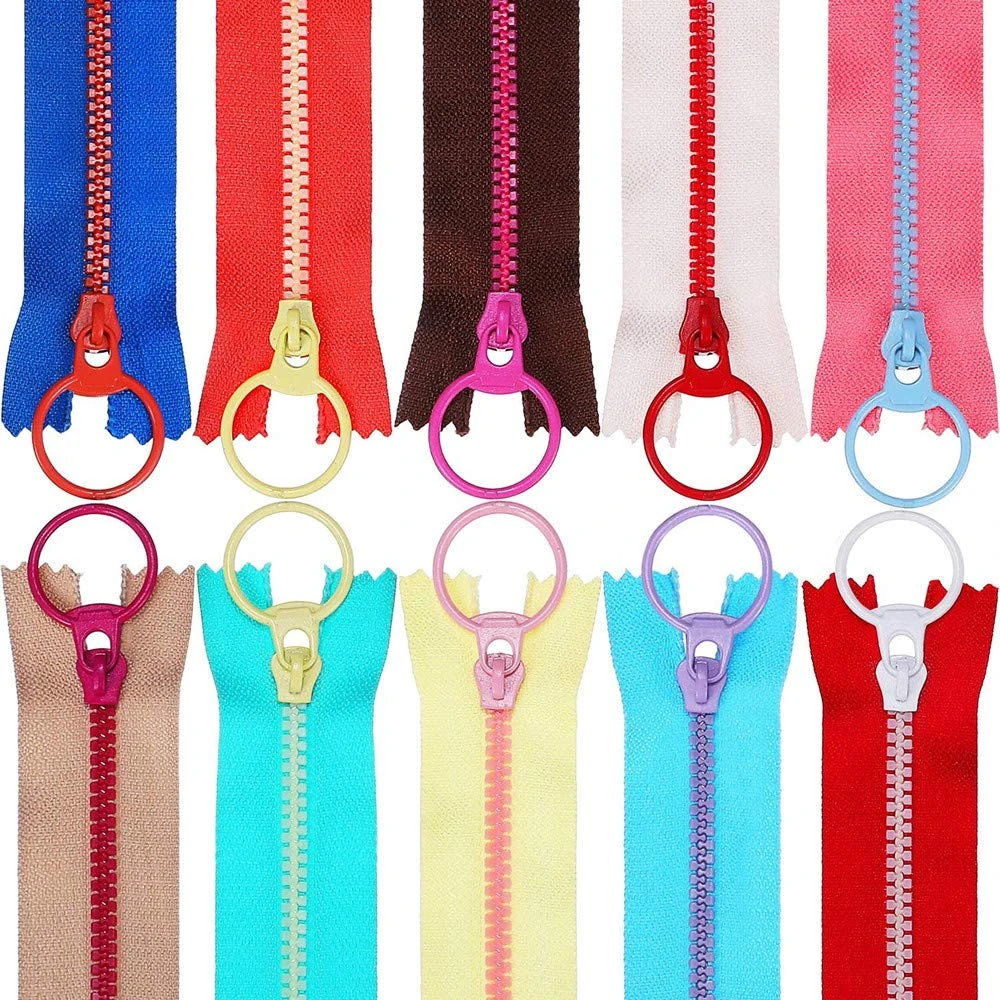 Copiel Resin Zippers 20pcs Sewing Zippers with Lifting Ring Quoit Colorful Zipper Fasteners for DIY Tailor Bag Garment Sewing Crafts 8inch 20CM