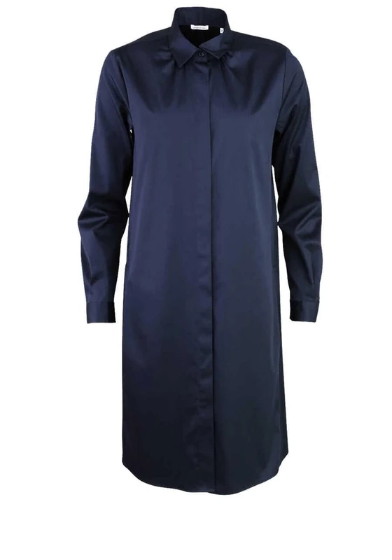 Seidensticker Women's Dress - City Dress - Satin Dress - Shirt Collar - Regular fit - Long Sleeve - Stretch Darkblue
