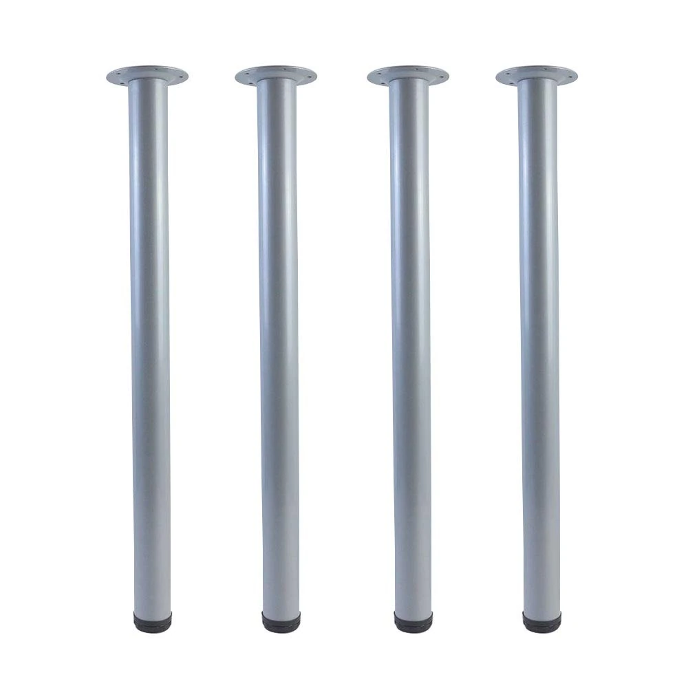 QLLY 28 inch Adjustable Metal Desk Legs, Office Table Furniture Leg Set, Set of 4 (Grey)