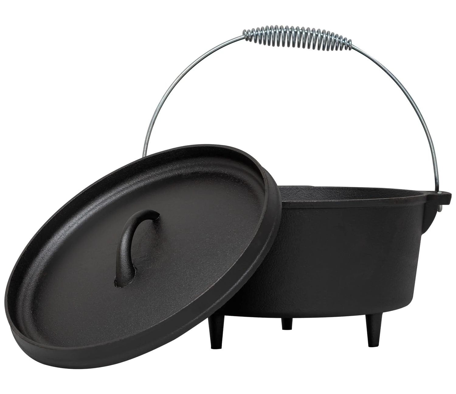 Andes Cast Iron Dutch Oven, 4.25L Outdoor Camping Cooking Pot/Casserole Roasting Dish Cauldron with Lid