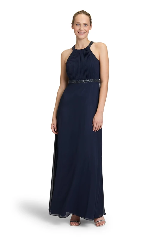 Vera Mont Women's Backless Evening Dress, Blue, 12
