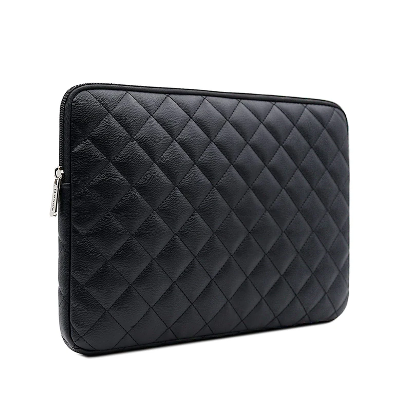 RAINYEAR 13 Inch Laptop Sleeve Diamond PU Leather Protective Shockproof Case Cover Water Resistant Carrying Bag Compatible with 13.3 MacBook Air Pro Model A1706 A1708 A2159 A2179 A2251 A2289(Black)
