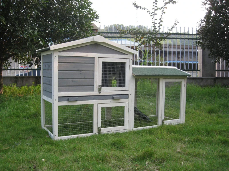 BUNNY BUSINESS The Grove Grey Double Decker Rabbit/Guinea Pig Hutch and Run EXTRA DEPTH