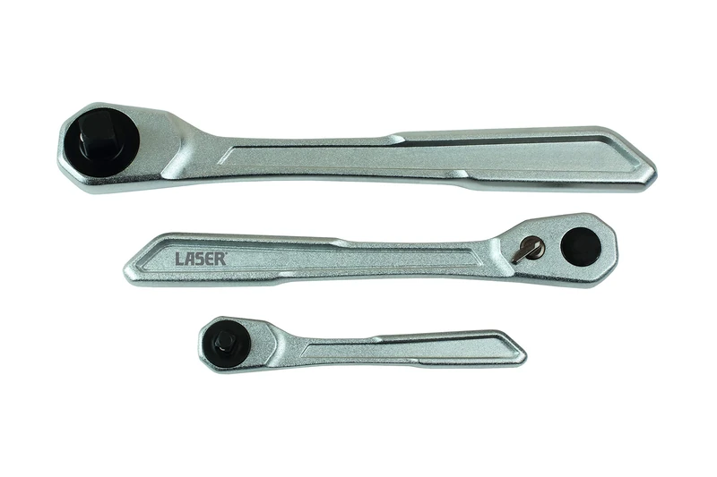 Laser 7937 Slim Handle Ratchet Set 1/4"D, 3/8"D, 1/2"D 3pc