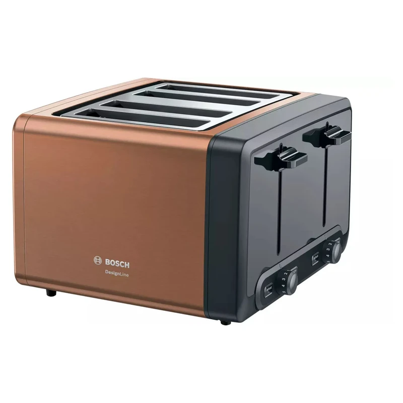Bosch DesignLine Plus TAT4P449GB 4 Slot Stainless Steel Toaster with variable controls - Copper
