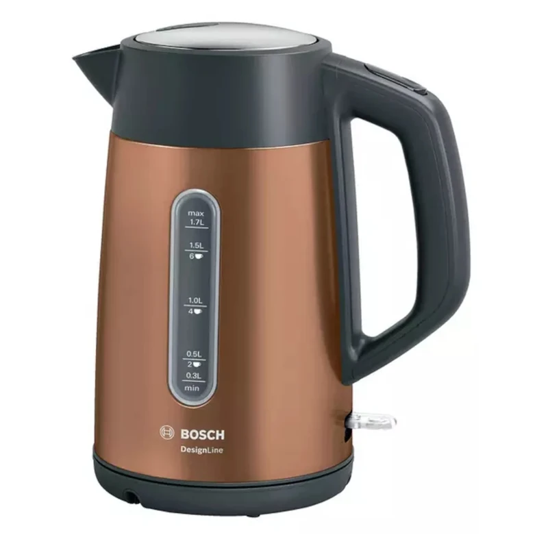 Bosch DesignLine Plus TWK4P439GB Stainless Steel Cordless Kettle,1.7 Litres,3000 W - Copper