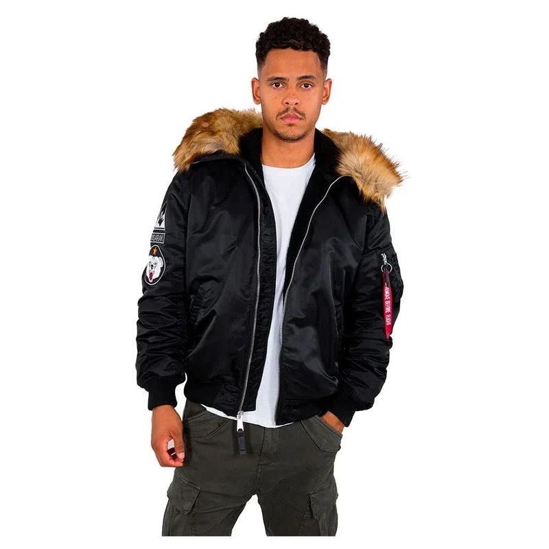Alpha Industries MA-1 Hooded Arctic Bomber Jacket for Men Black