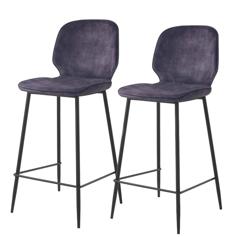 SELSEY Rablart Set of 2 Bar Stools Grey - Image 1