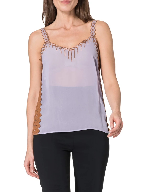 Pinko Women's Ranged Fashion Vest, Yl8_Lilac/Burnt, 8 (XS)