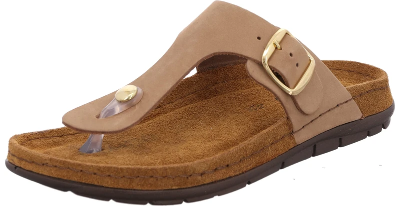 Rohde Rodigo-D 5860 Women's Leather Flip Flops, Beige, 6 UK - Image 1