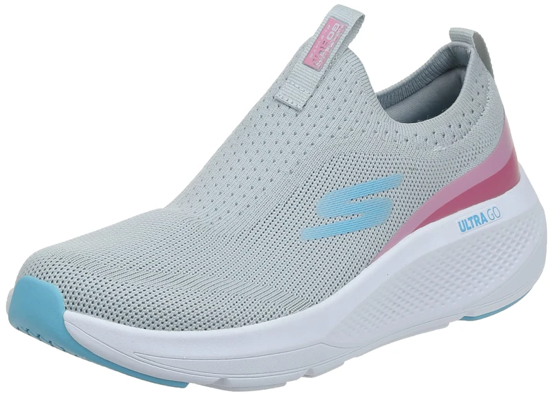 Skechers Womens Sneaker, Gray/Pink, 9.5 US