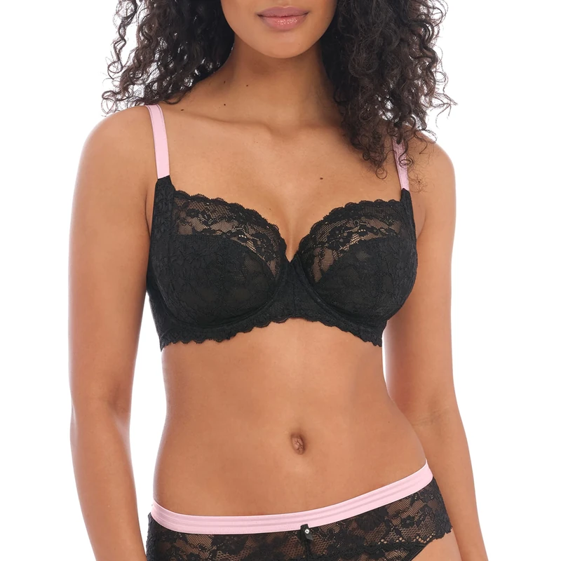 Freya Women's Offbeat Underwire Side Support Bra Full Coverage, Black, 28D