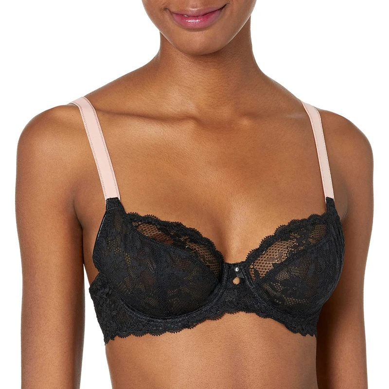 Freya Women's Offbeat Underwire Side Support Bra Full Coverage, Opaque, Black, 38E