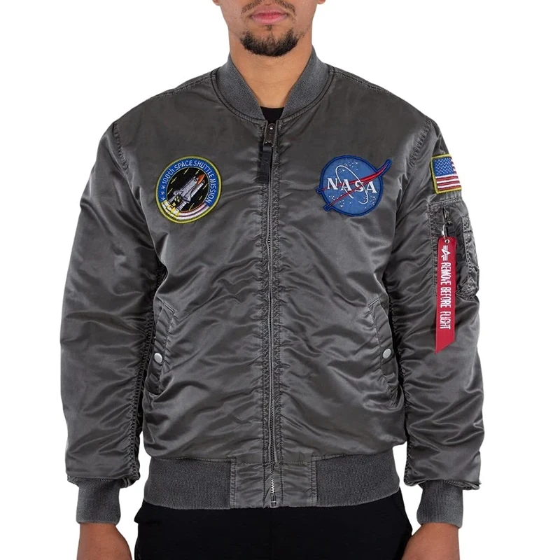 ALPHA INDUSTRIES Men's Ma-1 Vf NASA Battlewash Jacket, Grey (Washed Stone), M