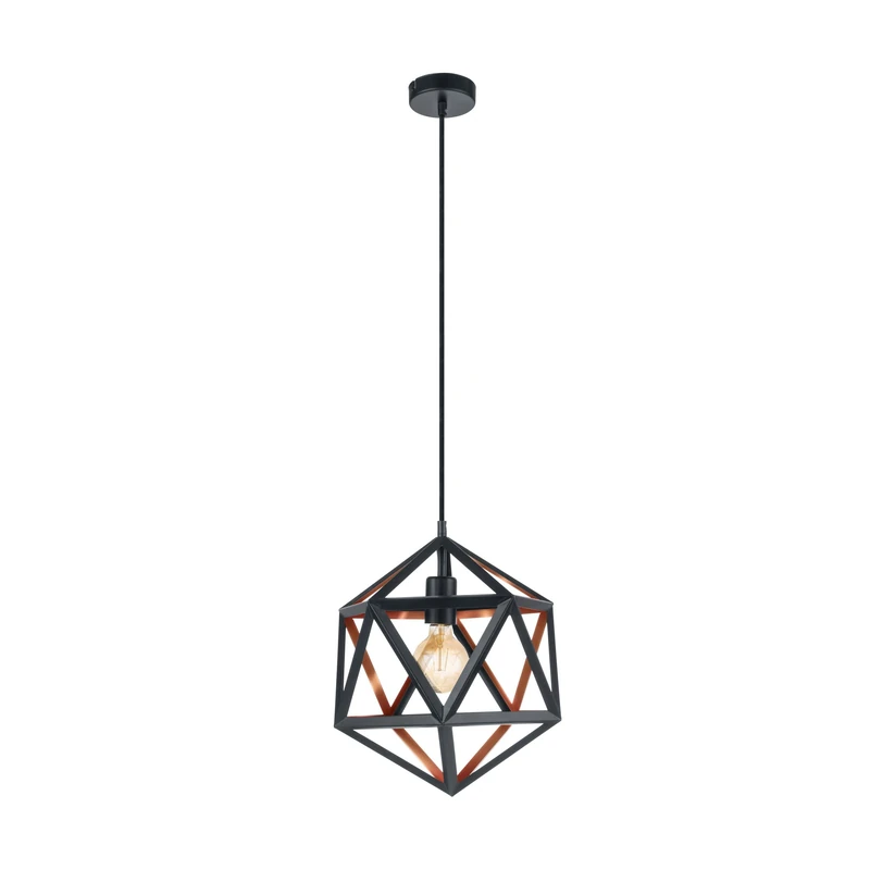 EGLO Pendant Light, Alloy Steel, Black, Copper
