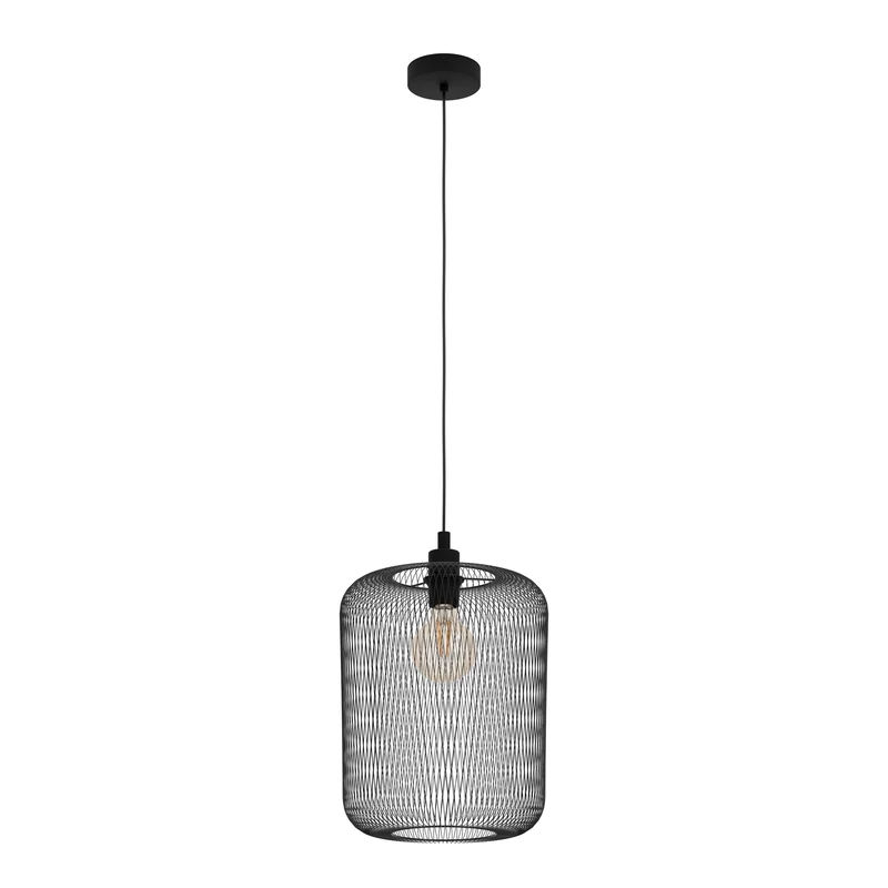 EGLO Wrington Pendant Light 1 Bulb Vintage Industrial Retro Steel Pendant Light Dining Table Lamp Living Room Lamp Hanging in Black E27 Socket Diameter 30 cm