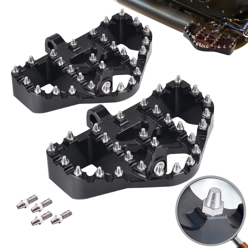 Sresk MX 360° Roating Chopper Bobber Style Offroad Mini Floorboard Footrest Boards Foot Pegs CNC Cut Front & Rear Foot Pegs Suit For H-D bikes (Black)