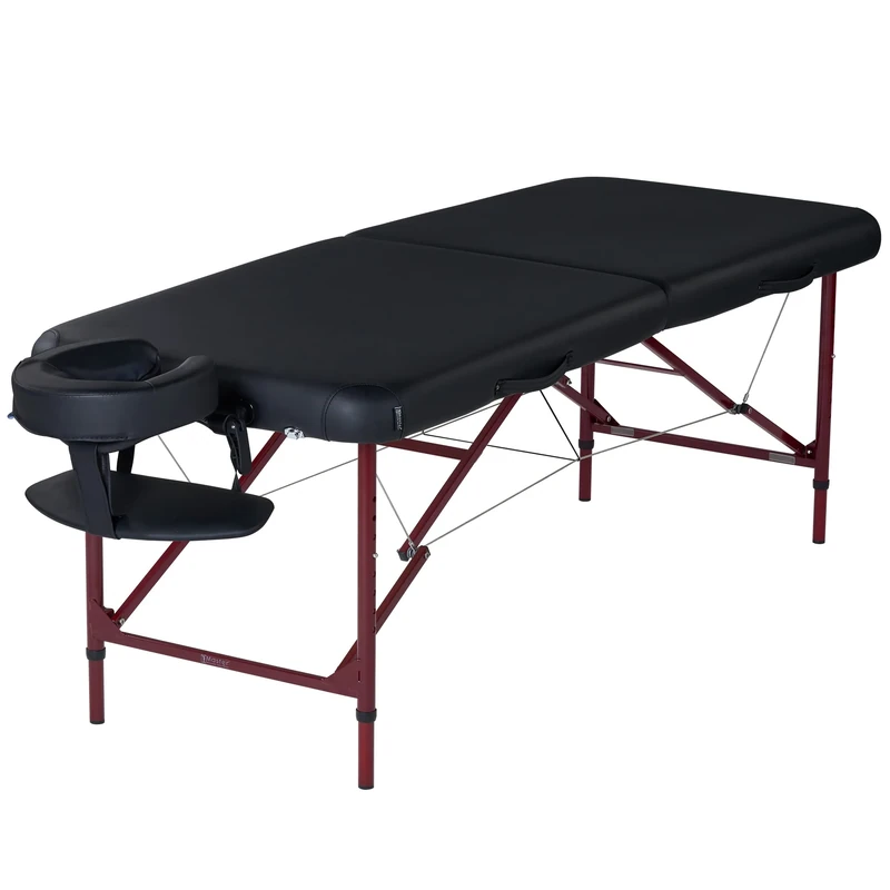 Master Massage Zephyr Lightweight Portable Massage Table Package - Ideal for Tattooing and Spa Treatments (Black, Maroon)