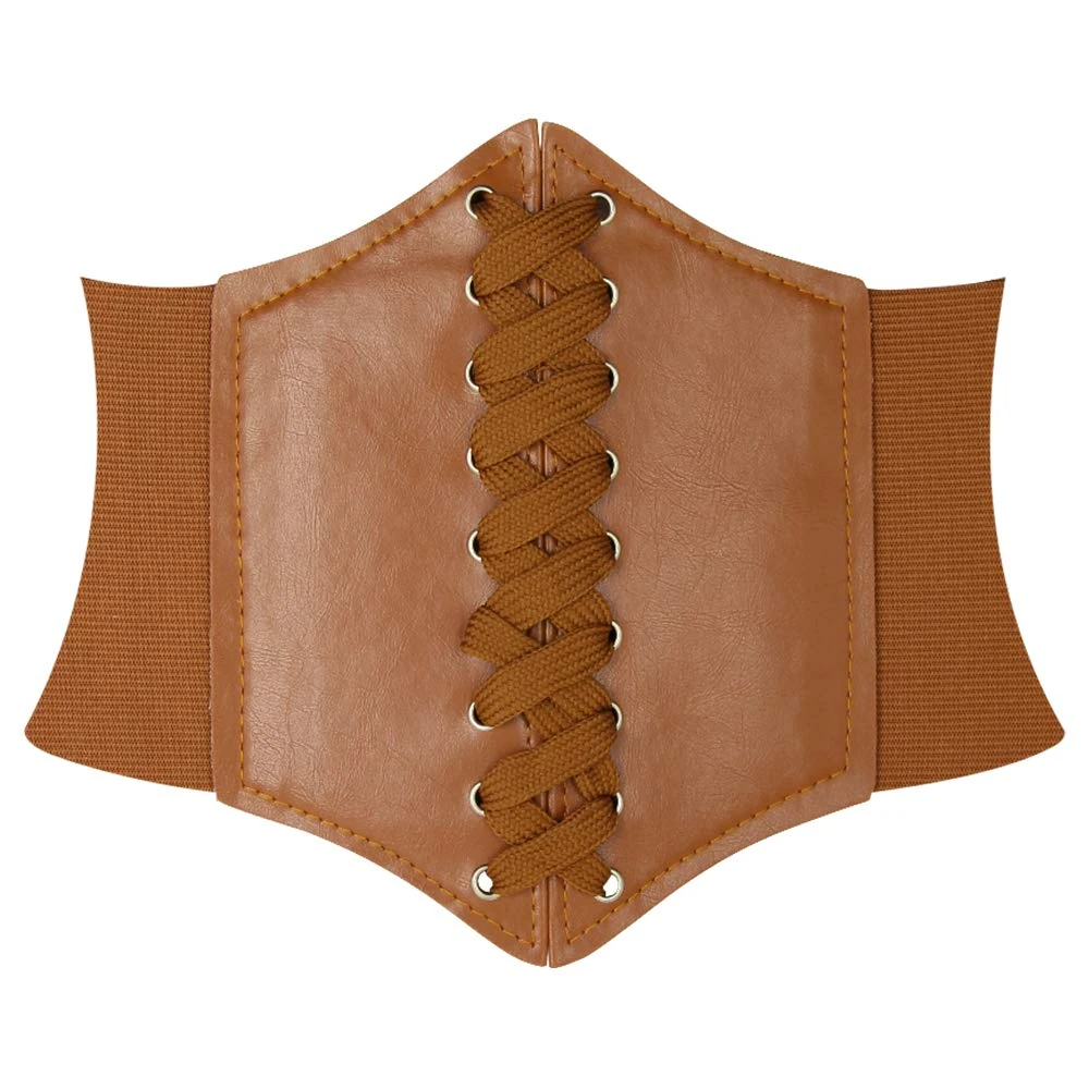 HANERDUN Lace-up Waspie Corset Belts for Women Elastic Waist Belt Tied Retro Wide Belt