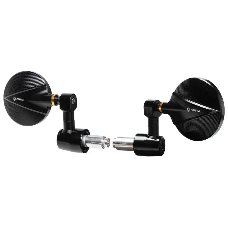 FENRIR CNC Aluminum Alloy Cafe Racer Round Black Motorcycle Bar End Mirrors side 22mm 7/8" inch Handlebar Mirror Universal Rear View For M8/M6 Super Sport Naked Street Bike Cruiser Scooter Minimoto