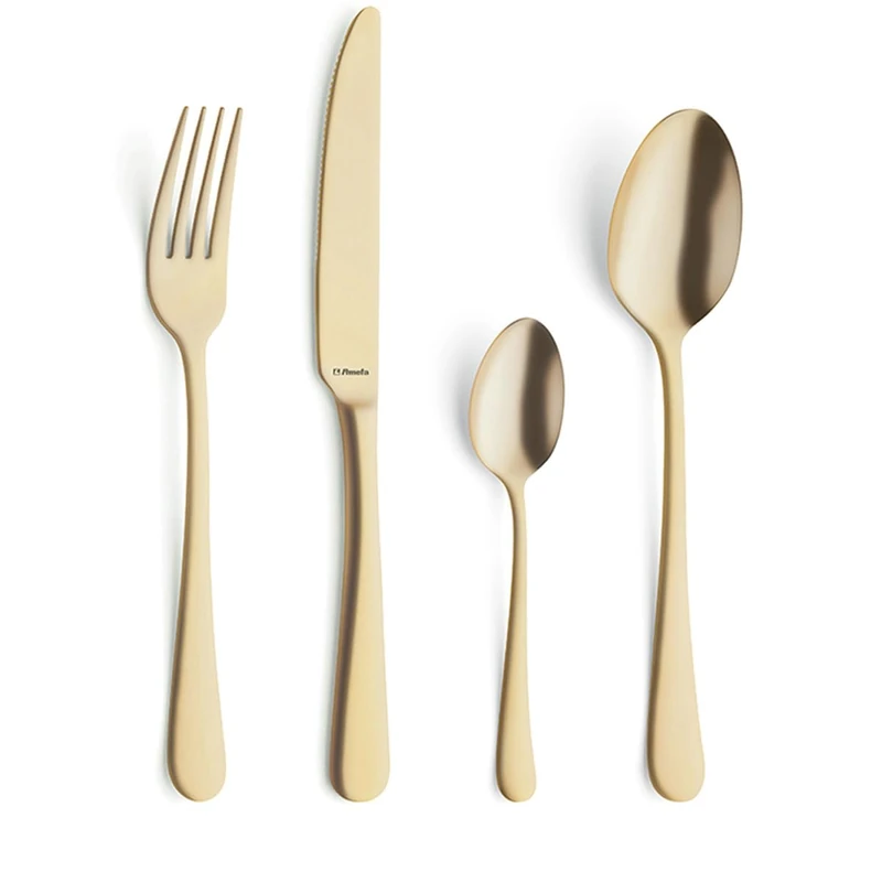 Amefa Austin Vintage Gold 24-Piece Cutlery Set – 18/10 Stainless Steel Flatware – Antique Gold PVD Finish – Elegant Vintage Design – Dishwasher Safe Knife Fork Spoon Set for 6 People - Image 1