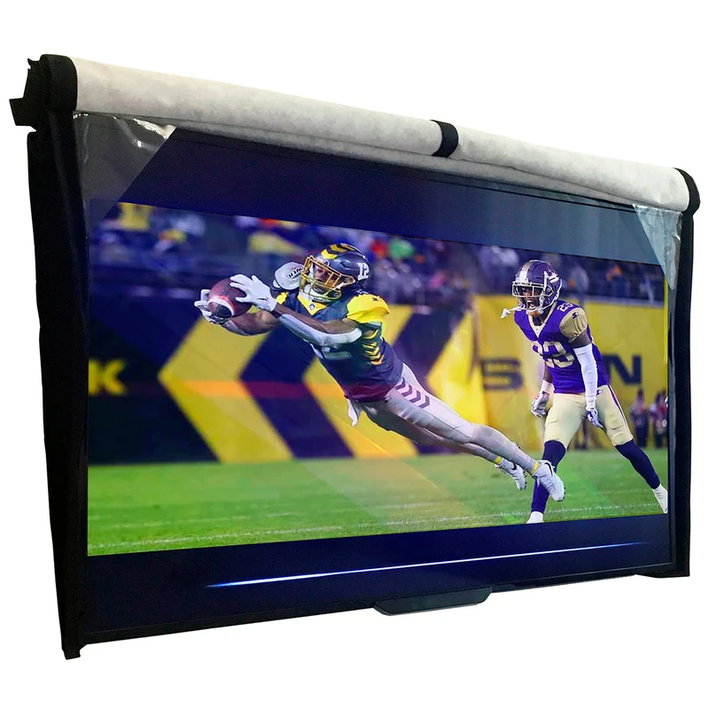 Outdoor TV Cover 80-85 inch - WITH FRONT FLAP - Weatherproof, Waterproof protection, Soft Interior, With Bottom cover - Black