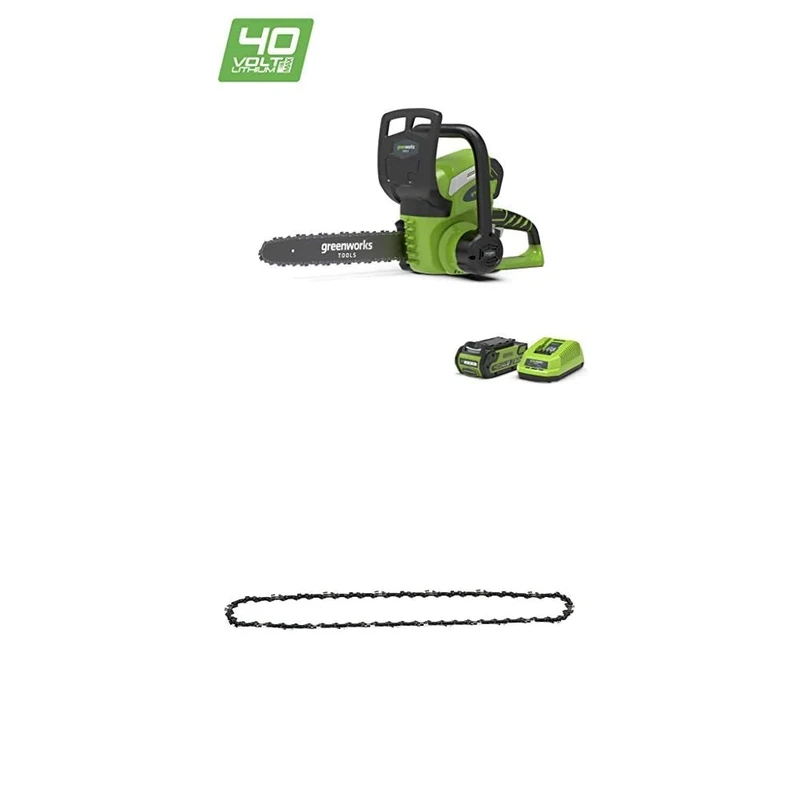 Greenworks Tools 20117UA Cordless Chain Saw with 2 Ah Battery and Charger, 40 V, Green, 30cm+Greenworks 30cm (12") Saw Chain Oregon - 29527