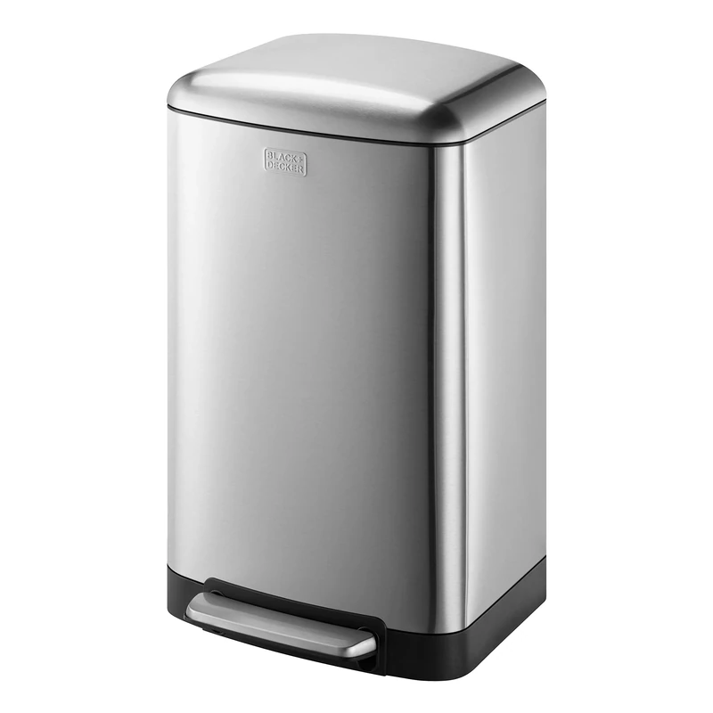 Black+Decker Pedal bin, stainless steel, 30 litres - Image 1