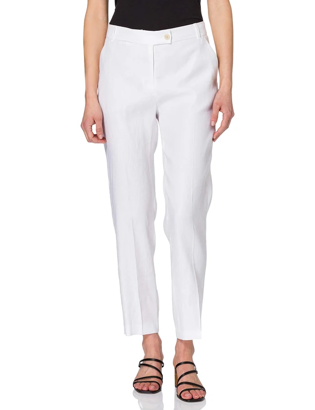 BRAX Women's Style Maron Linen Trousers Pants, Off-White, 27W / 32L
