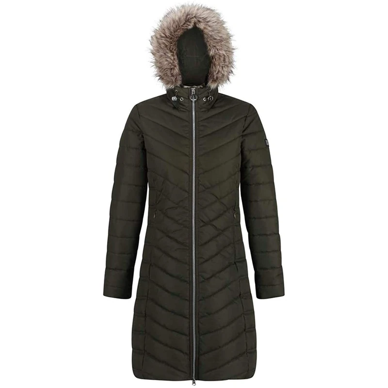 Regatta Fritha Insulated Lined Baffle Quilted Hooded Jacket - Dark Khaki, 10 - Image 1