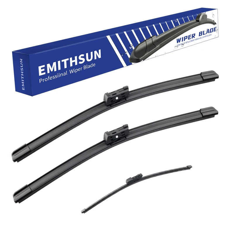 OEM QUALITY EMITHSUN 22" + 22" Premium All-Seasons Durable Stable And Quiet Windshield Wiper Blades with Extra Rubber Refill (Set of 2)