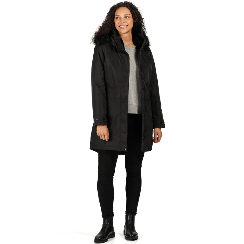 Regatta Lexis Waterproof Breathable Taped Seams Lined Insulated Hooded Jacket - Black, 14
