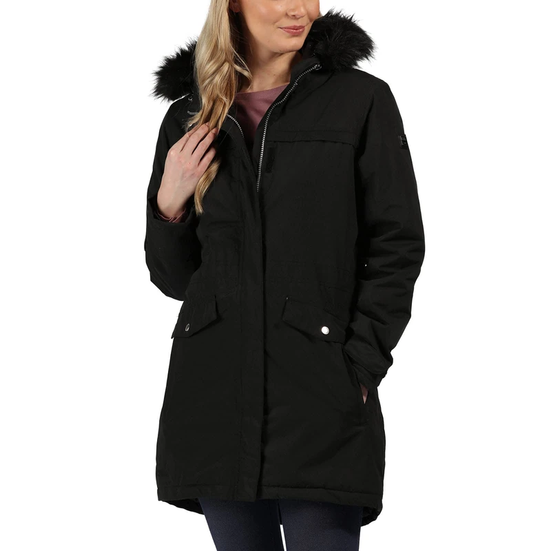 Regatta Serleena II Waterproof Taped Seams Insulated Lined Hooded Jacket with Security Pocket Jacket - Black, 8